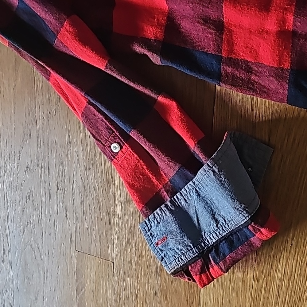 Tommy Hilfiger Red Plaid Flannel Shirt Long Sleeves Women's Size Medium - Picture 5 of 14